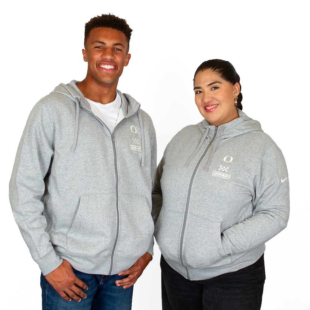Classic Oregon O, Nike, Grey, Full Zip, Cotton Blend, Men, Unisex, Ducks of a Feather, DoaF, Hoodie, Sweatshirt, 994420